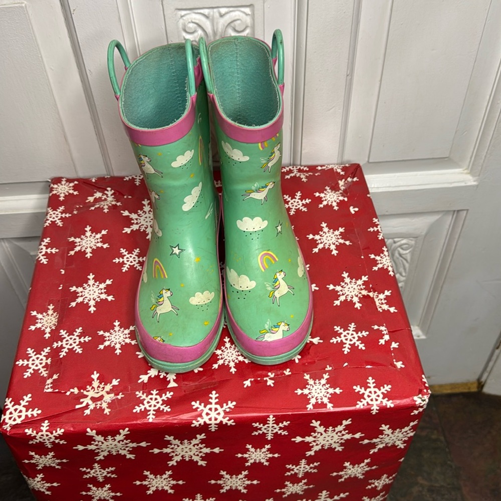 Blue Mountain Girls Unicorn Print Rain Boots Size 1